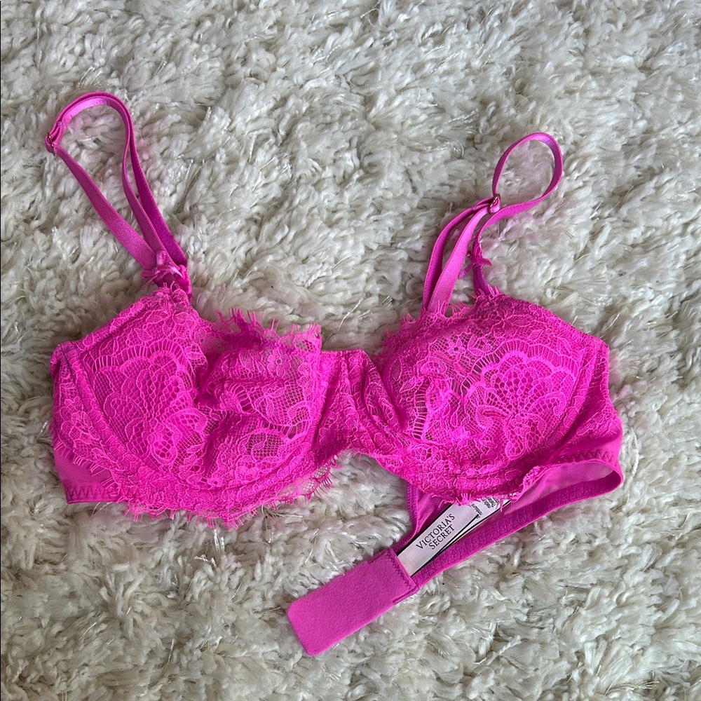 Victoria's Secret Bright Pink Lace Bra